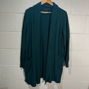 Lane Bryant Duster Cardigan Open Front Knit Pockets Forest Hunter Green 14/16‎